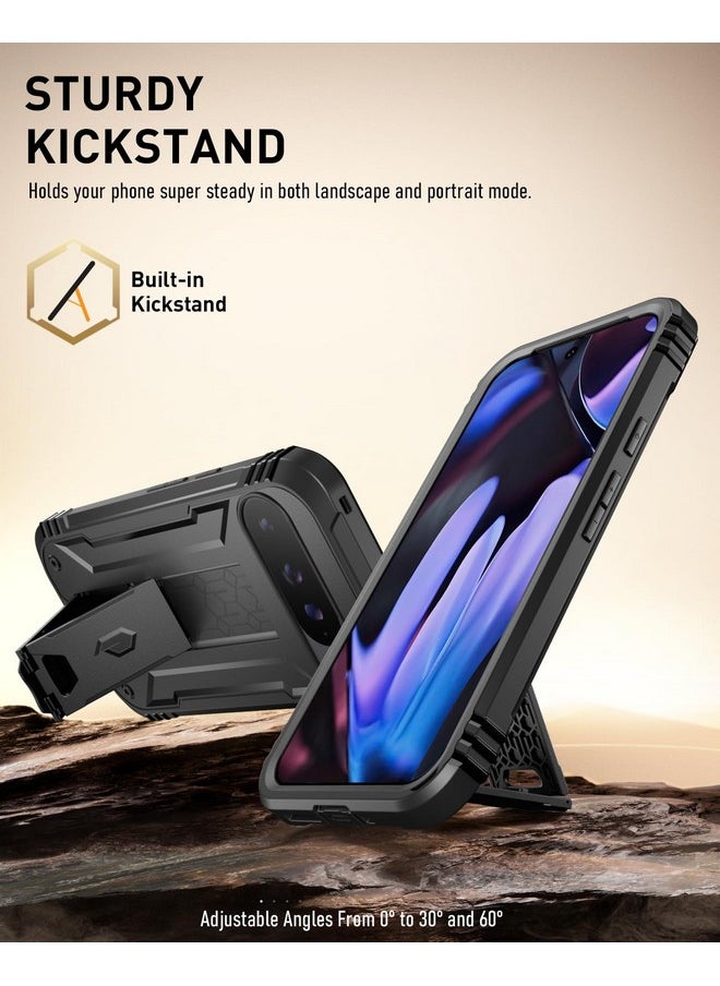 POETIC - Poetic Revolution Case for Google Pixel 9 Pro XL 5G 6.8 inch, Built-in Screen Protector Work with Fingerprint ID, Full Body Military Grade Rugged Shockproof Protective Cover Case with Kickstand, Black - Image 1