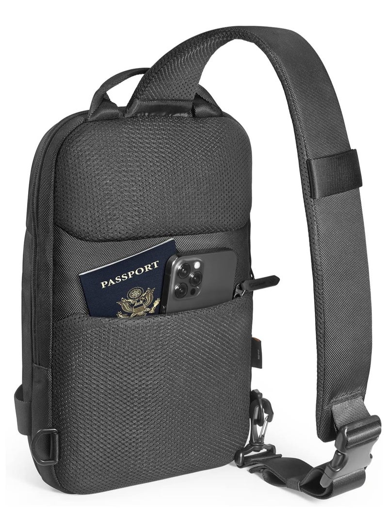 Tomtoc Navigator-T24 Sling Bag 7L, Sling Bag Crossbody Backpack EDC Daypack for Men Women Minimalist Chest Shoulder bag for 2024 New 14" MacBook Pro, 13" MacBook Air, 11" iPad Air, Daily Use, Work, Travel  - Image 2