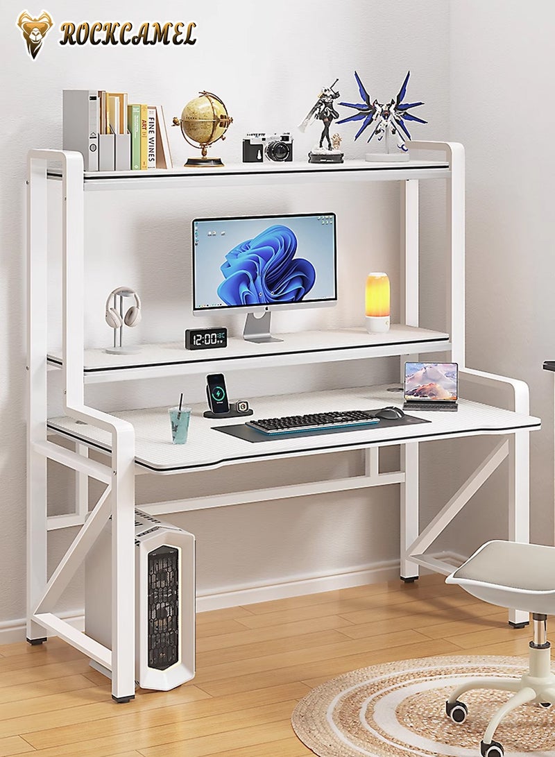 ROCKCAMEL Three-Layer Gaming Desk, Computer Desk 118cm, Home Office Desk, Ergonomic Computer Desktop Study Table, 1.5cm Thickened Panels And Sturdy Steel Frame, Suitable For Study And Game Players (Length 118cm* Width 60cm* Height 150cm)  - Image 2