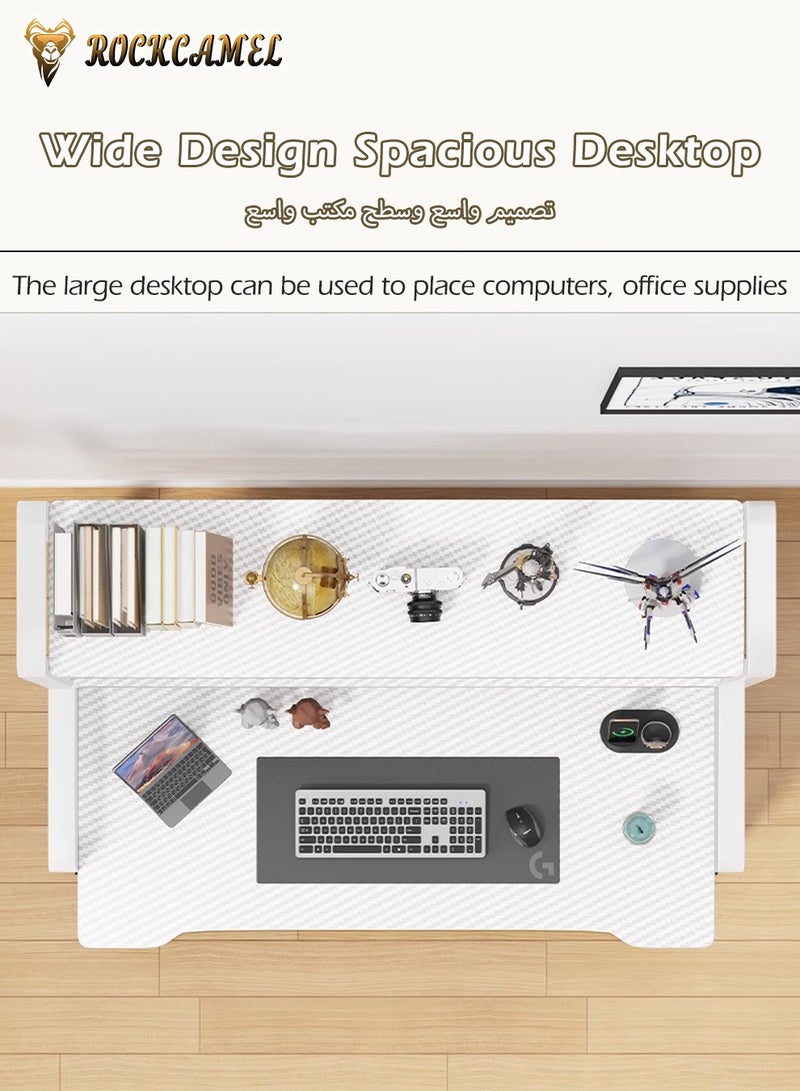 ROCKCAMEL Three-Layer Gaming Desk, Computer Desk 118cm, Home Office Desk, Ergonomic Computer Desktop Study Table, 1.5cm Thickened Panels And Sturdy Steel Frame, Suitable For Study And Game Players (Length 118cm* Width 60cm* Height 150cm)  - Image 4