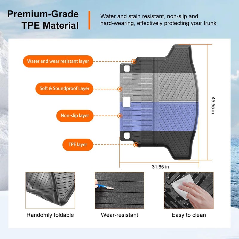 powoq All-Weather TPE Trunk Mat for 2022-2026 Honda Civic Hatchback - Image 5