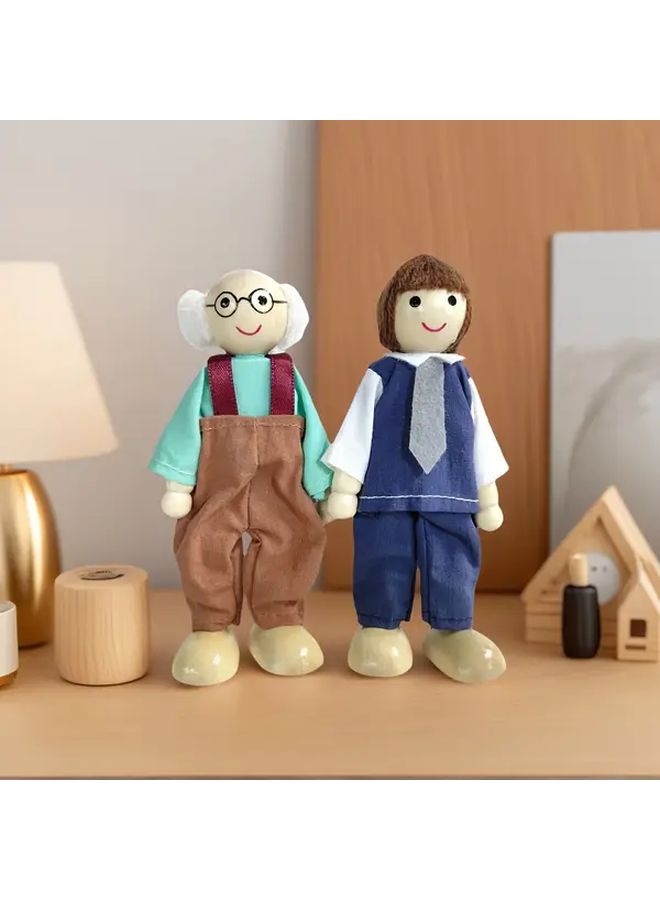 Wooden Family Figurines A Family Of Eight Depicting Characters At Different Ages Home Warm Decor - Image 2