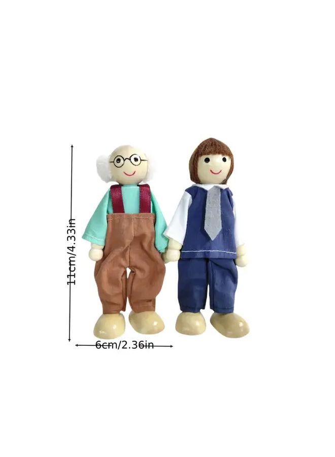 Wooden Family Figurines A Family Of Eight Depicting Characters At Different Ages Home Warm Decor - Image 4