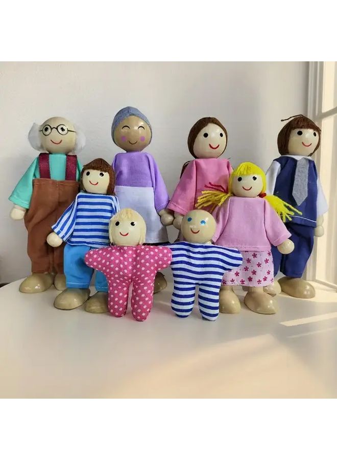 Wooden Family Figurines A Family Of Eight Depicting Characters At Different Ages Home Warm Decor - Image 5