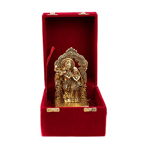 Lavanaya Silver®-Gold Plated Radha Krishna God Idol Statue-Showpiece With Velvet Gift Box-For Marriage Anniversary, Wedding, Housewarming, Diwali Gift, 10 cm , 10 cm - Image 1