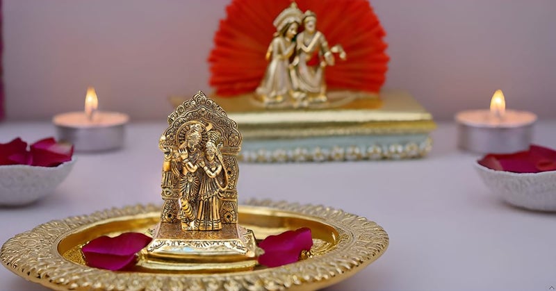 Lavanaya Silver®-Gold Plated Radha Krishna God Idol Statue-Showpiece With Velvet Gift Box-For Marriage Anniversary, Wedding, Housewarming, Diwali Gift, 10 cm , 10 cm - Image 3