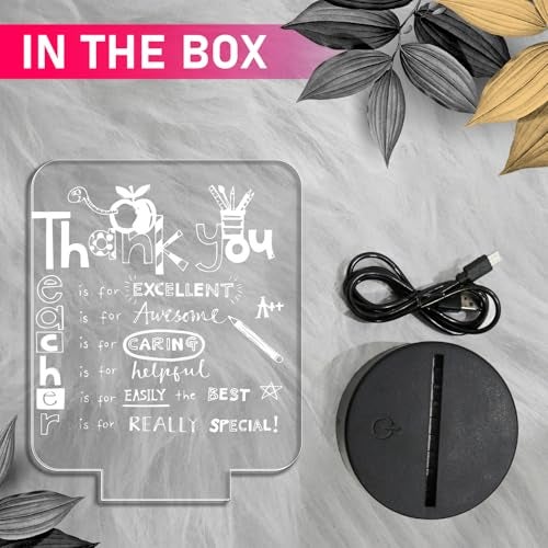 GIFTMEBAZAR Thankyou Gift for Teacher Led Night Lamp with Warm White Light & On/Off Touch Button | USB Cable | Gift for Teachers Day | Birthday Gift for Teacher - Image 5