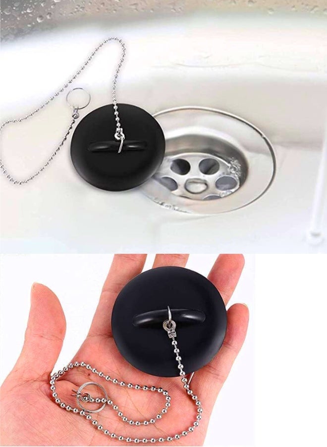 Chase Up 1.1/2 InchTub Stopper Bathroom Sink Drain Plug Silicone Bathtub Drain Stopper with Chains for Kitchen Bathtub Bathroom Sink Drains - Image 2