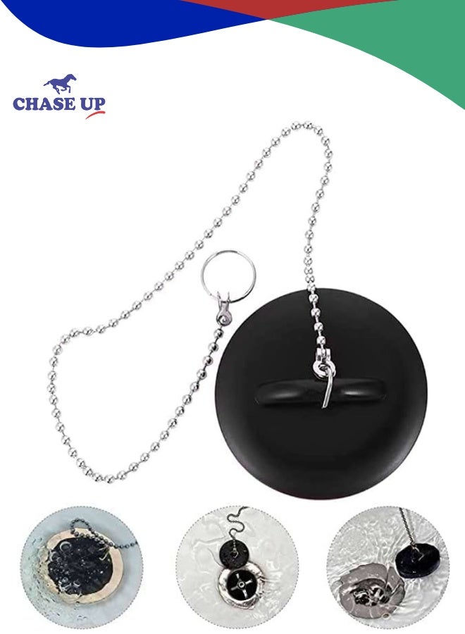 Chase Up 1.1/2 InchTub Stopper Bathroom Sink Drain Plug Silicone Bathtub Drain Stopper with Chains for Kitchen Bathtub Bathroom Sink Drains - Image 1