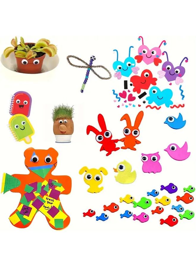 Self Adhesive Moving Googly Eyes 8mm 45pcs Black White Plastic DIY Craft Scrapbook Decorations - Image 3