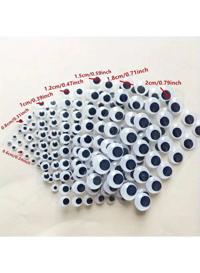 Self Adhesive Moving Googly Eyes 8mm 45pcs Black White Plastic DIY Craft Scrapbook Decorations - Image 2