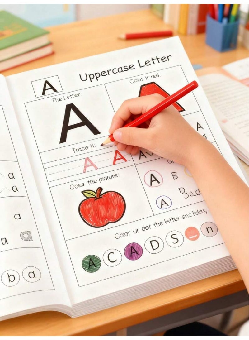 48-Page English Alphabet Workbook for Kids – A-Z Tracing and Writing Book with Coloring and Drawing – Develops Early Writing and Reading Skills – Suitable for Preschool, Kindergarten, and Back to School - Image 1