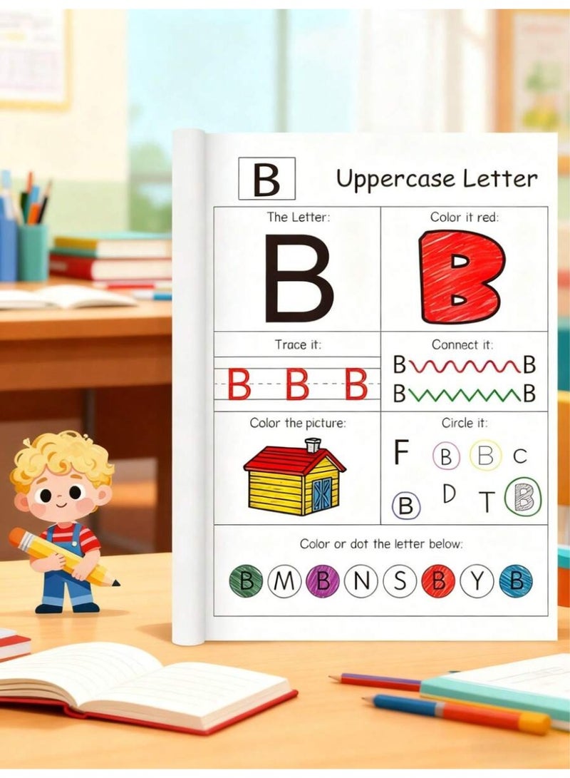 48-Page English Alphabet Workbook for Kids – A-Z Tracing and Writing Book with Coloring and Drawing – Develops Early Writing and Reading Skills – Suitable for Preschool, Kindergarten, and Back to School - Image 2