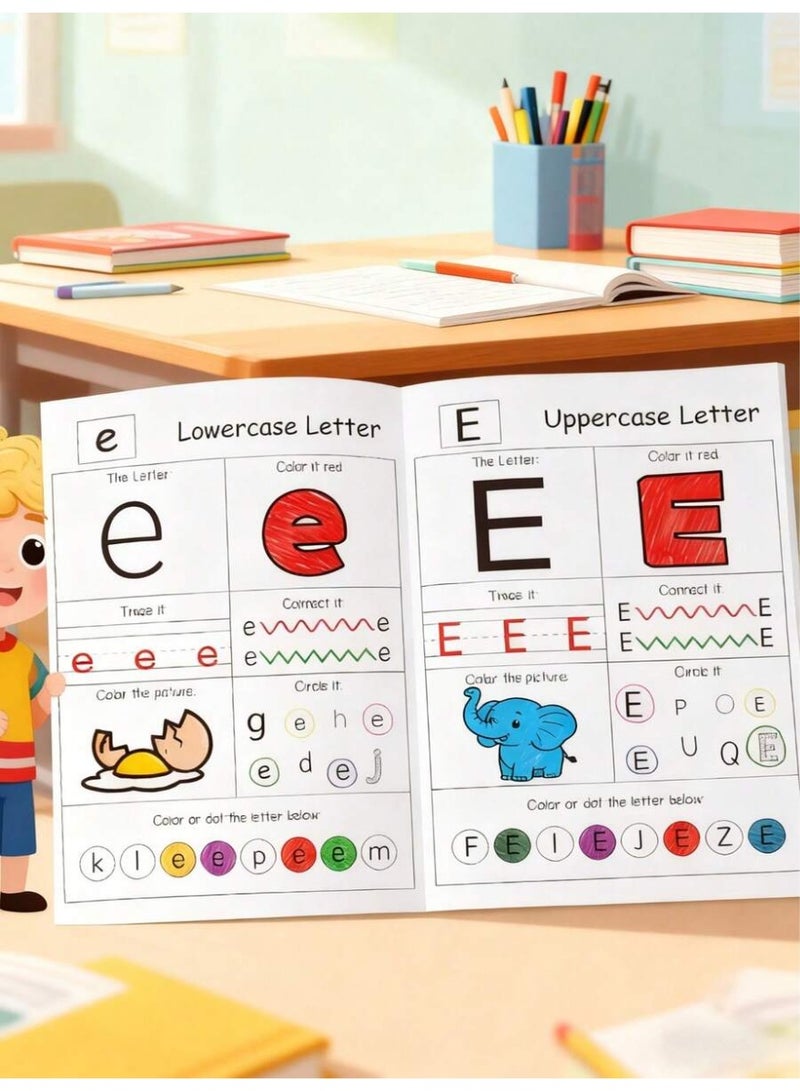 48-Page English Alphabet Workbook for Kids – A-Z Tracing and Writing Book with Coloring and Drawing – Develops Early Writing and Reading Skills – Suitable for Preschool, Kindergarten, and Back to School - Image 5