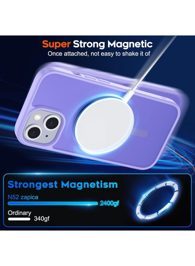 أكاليكس جراب مغناطيسي لهاتف آيفون 15 [مقاوم للصدمات ونحيف] غطاء خلفي صلب شفاف غير لامع مع حماية عالية الجودة | بنفسجي فاتح - Image 5