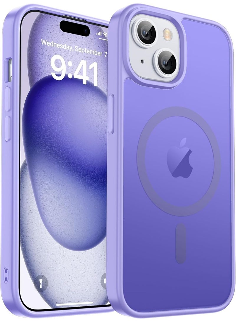 أكاليكس جراب مغناطيسي لهاتف آيفون 15 [مقاوم للصدمات ونحيف] غطاء خلفي صلب شفاف غير لامع مع حماية عالية الجودة | بنفسجي فاتح - Image 1