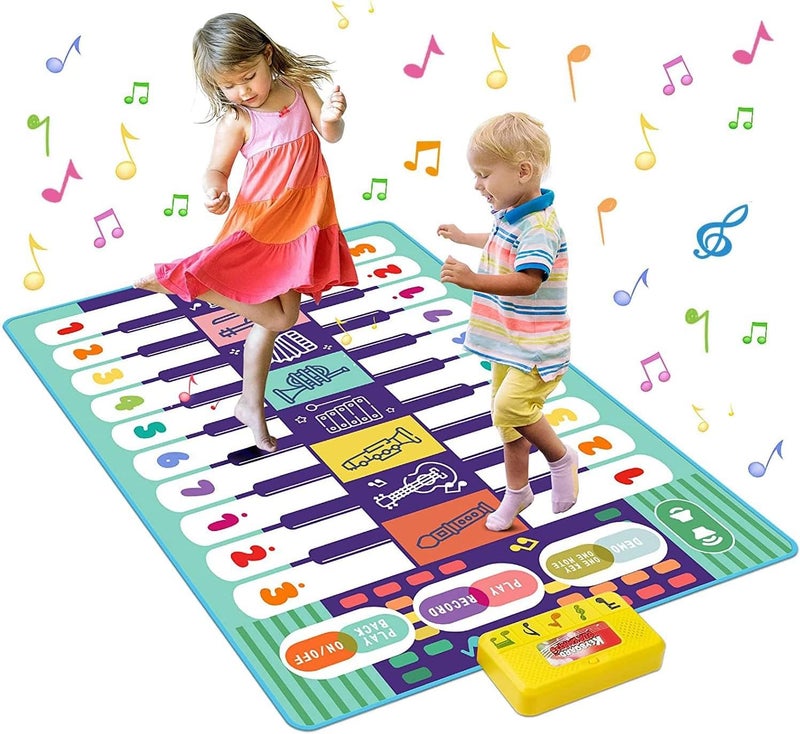 Beauenty Floor Piano Mat for Kids Toddlers Baby, 20 Keys Music Dance Mat - Volume Control, 8 Instrument Sounds, Built-in Demos, Record & Playback, Gift for Boys Girls, 43.3x30.7in (style A) - Image 1