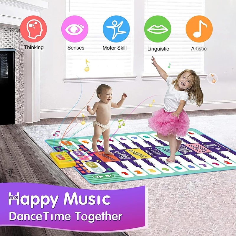 Beauenty Floor Piano Mat for Kids Toddlers Baby, 20 Keys Music Dance Mat - Volume Control, 8 Instrument Sounds, Built-in Demos, Record & Playback, Gift for Boys Girls, 43.3x30.7in (style A) - Image 5