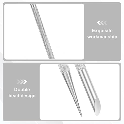 Clofiak 2Pcs Nail Cleaning Cuticle Stick Tool, Stainless Steel Cuticle Pusher, Nail Polish Remover tool, Professional Pedicure Nail Art Care Portable Nail Cleaner for Fingernails Toenails Manicure - Image 5