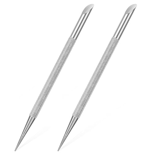 Clofiak 2Pcs Nail Cleaning Cuticle Stick Tool, Stainless Steel Cuticle Pusher, Nail Polish Remover tool, Professional Pedicure Nail Art Care Portable Nail Cleaner for Fingernails Toenails Manicure - Image 1