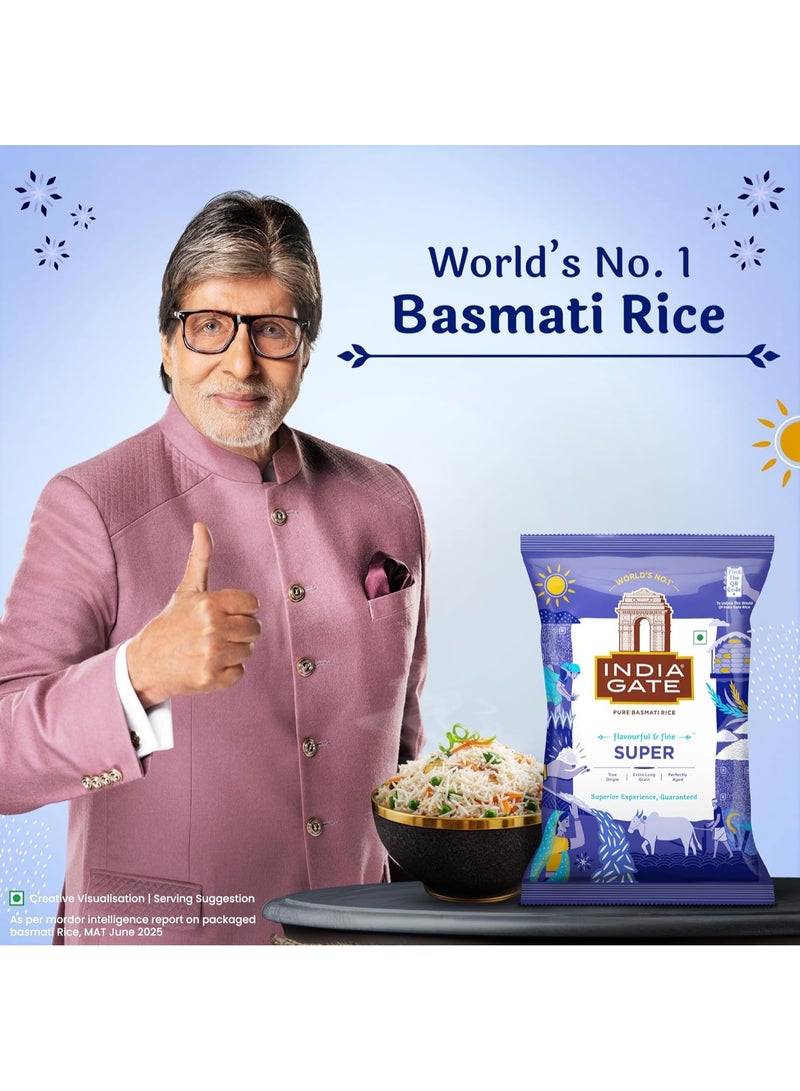 India Gate Basmati Rice Super | Premium, Long Grain & Aged Raw Basmati Rice | World's No. 1 Basmati Rice - 5kg Bag - Image 4