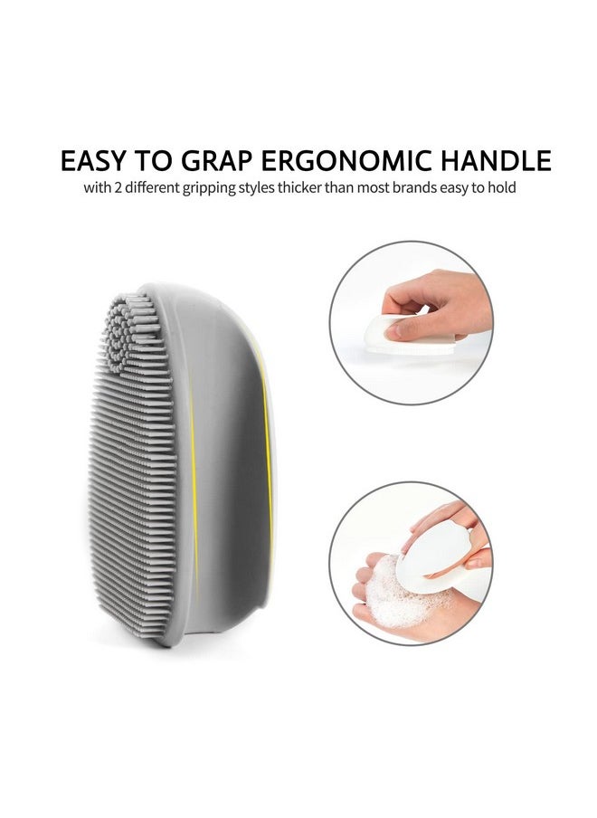 HieerBus Silicone Face Scrubbermanual Exfoliating Brushhandheld Facial Cleansing Brush For Women Menblackhead Removing Pore Cleansing Massaging For Sensitive Delicate Dry Skin (3Rdgrey+White)  - Image 5