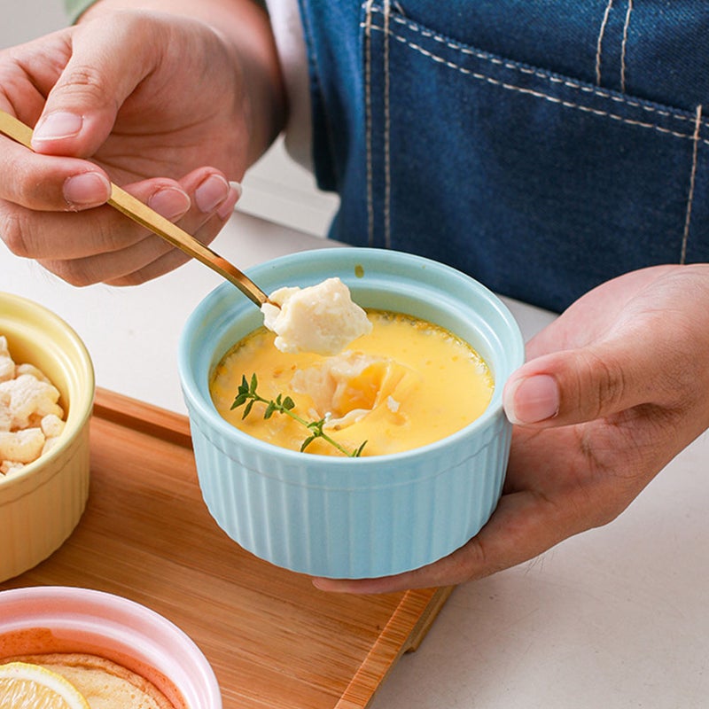 🍳 أوعية سيراميك مغطاة للحلويات بمقبض أزرق أنيقة للاستخدام المنزلي 4 قطع - Image 2
