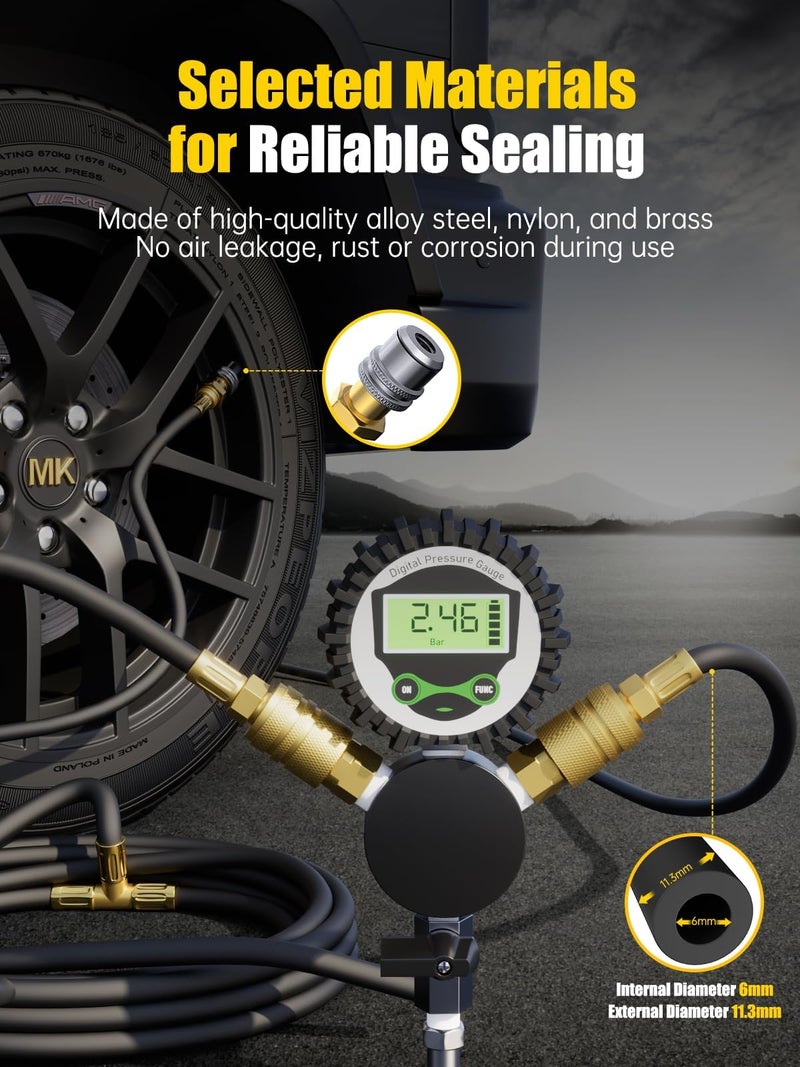 MIKKUPPA 4 Tire Inflation System - 4 Tire Inflation Deflation System, Tire Pressure Equalizer with Quick Coupler Adaptor Closed Flow Air Chuck for Car Trucks Off Road Vehicles Up to 155" Wheelbase - Image 2