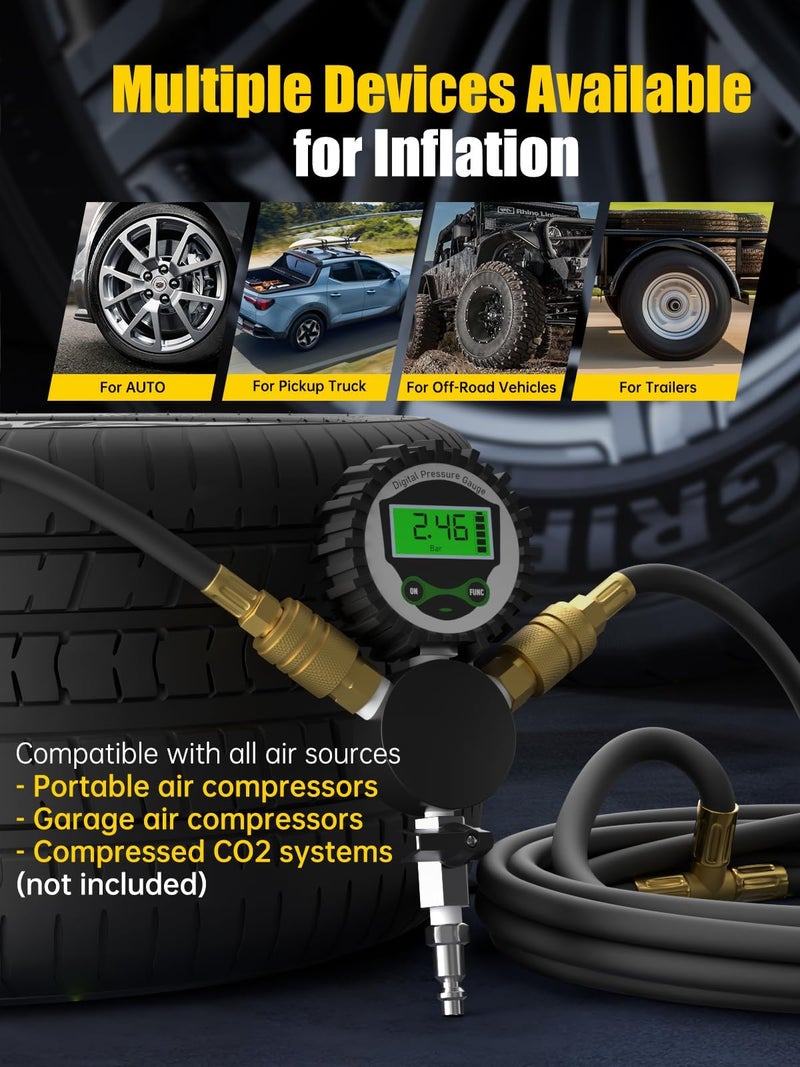 MIKKUPPA 4 Tire Inflation System - 4 Tire Inflation Deflation System, Tire Pressure Equalizer with Quick Coupler Adaptor Closed Flow Air Chuck for Car Trucks Off Road Vehicles Up to 155" Wheelbase - Image 3