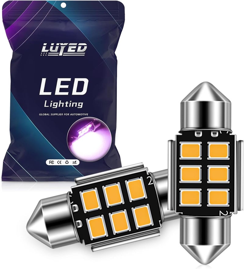 LUYED DE3175 LED Bulbs, Super Bright Purple 2835 Chipsets Canbus Error Free 31mm 1.25" DE3021 DE3022 3175 6428 LED Bulbs for Car Interior Map Reading Dome Trunk Courtesy Lights,Pack of 2 - Image 1