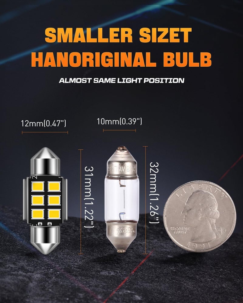 LUYED DE3175 LED Bulbs, Super Bright Purple 2835 Chipsets Canbus Error Free 31mm 1.25" DE3021 DE3022 3175 6428 LED Bulbs for Car Interior Map Reading Dome Trunk Courtesy Lights,Pack of 2 - Image 4