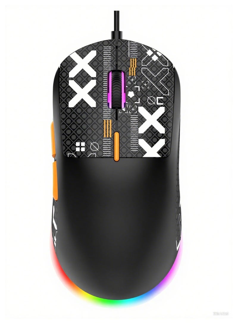 ARNOTEC Wired gaming mouse RGB luminous lightweight gaming mouse protective sticker custom gaming mouse office business gaming integrated mouse desktop notebook USB wired mouse  - Image 1