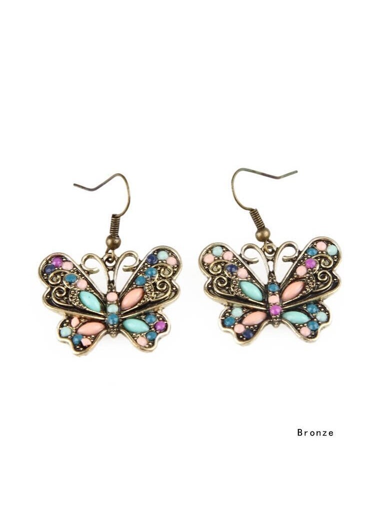 Generic Original Single Bohemian Style Full Drill Waterdrop Earrings Rice Beads Sweet Style Korean Version Totem Cloud Wave Element sku0508 