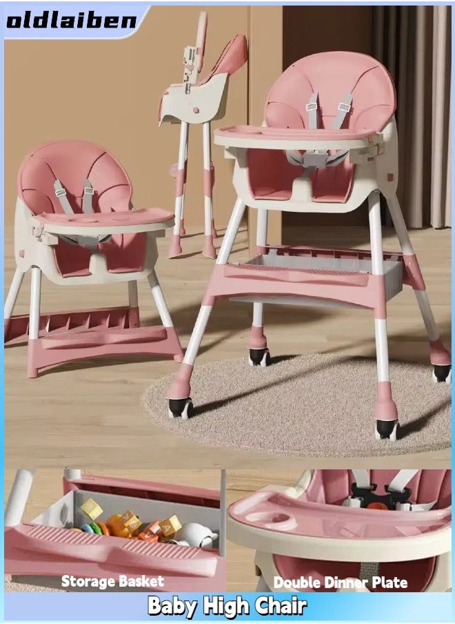 3 in 1 Baby High Chair, Convertible Baby High Chair, Baby Feeding Chair Booster Seat, Baby Eating Chair, With 3 Height Adjustable, Footrest, Tray, 5 Point Safety Belt, For Toddler 6 Months to 6 Years, Pink - pzsku/Z4F3D6A19135AC10C78BFZ/45/1741062168/c3a90e64-3ab7-498e-8498-69b30fdb95f3