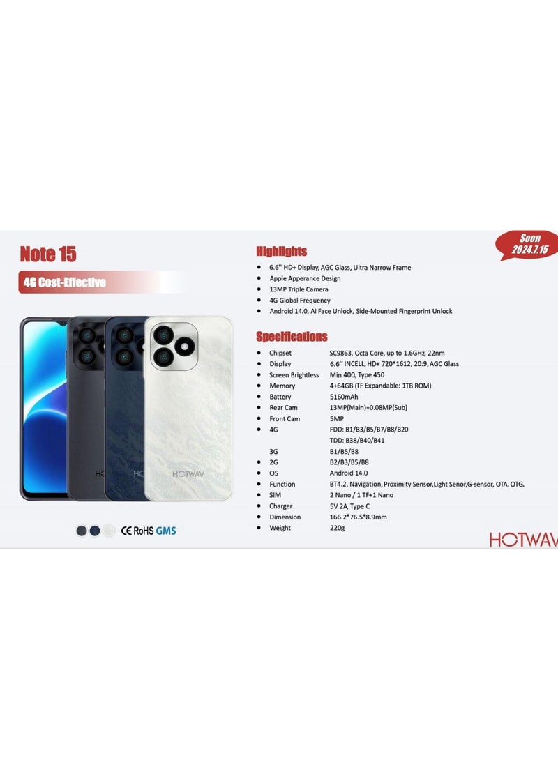 HOTWAV Note 15 Smartphone 4+4GB+ 64 GB storage 6’6 inch HD Display Royal Indigo - Image 4