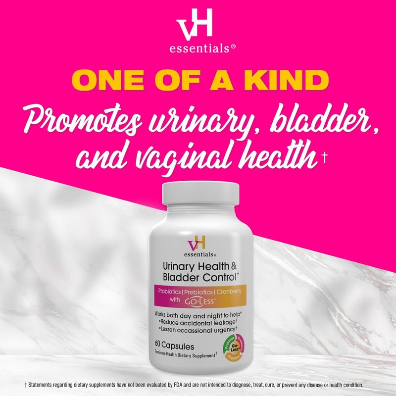 vH essentials Urinary Health  Bladder Control Cranberry Extract Prebiotics and Probiotics 24Hour Feminine Health Support Reduces Occasional Leakage Supports Vaginal Health 60 Capsules - Image 4