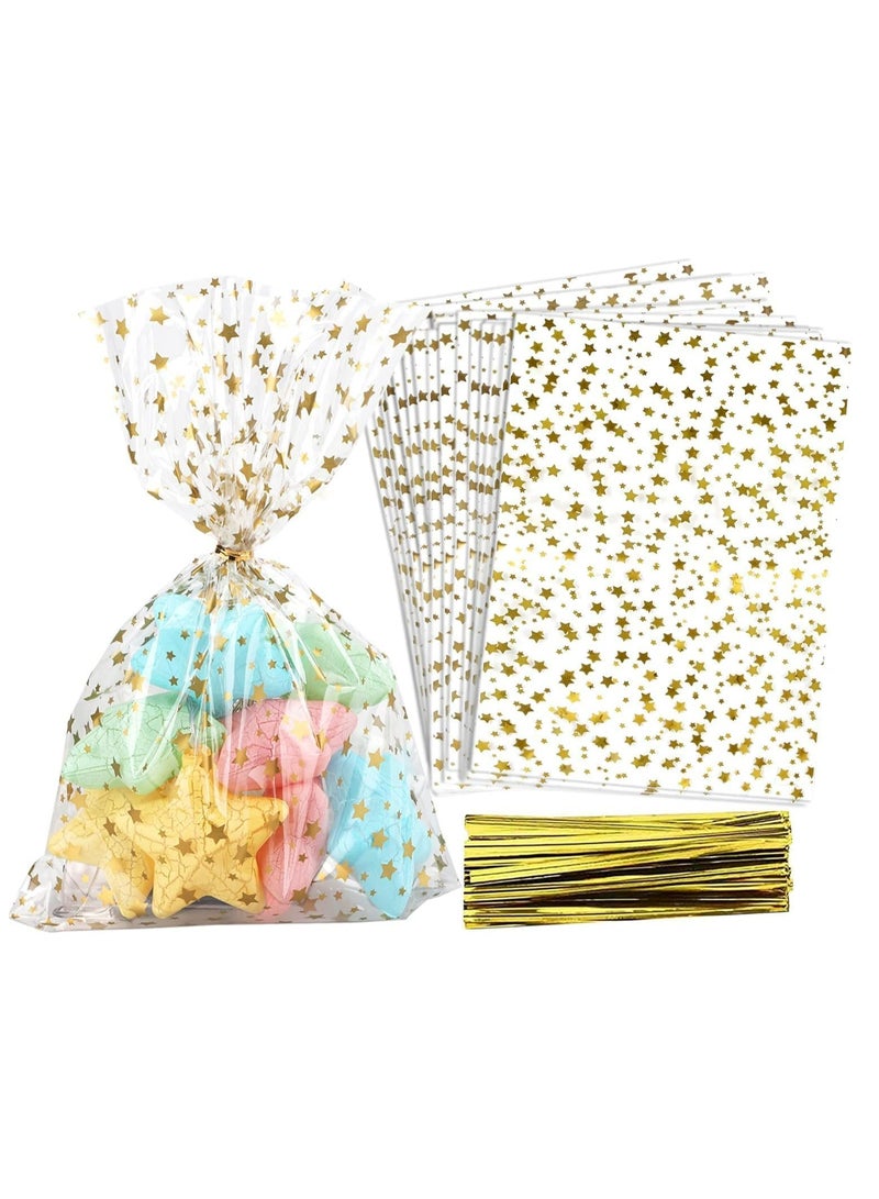 Oasisgalore 100 Pcs Party Favor Bags Treat Bags Candy Cookie Bags with Twist Ties for Bakery,Birthday，Party  - Image 1