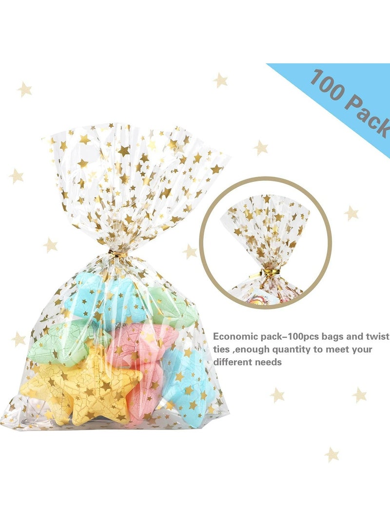 Oasisgalore 100 Pcs Party Favor Bags Treat Bags Candy Cookie Bags with Twist Ties for Bakery,Birthday，Party  - Image 2