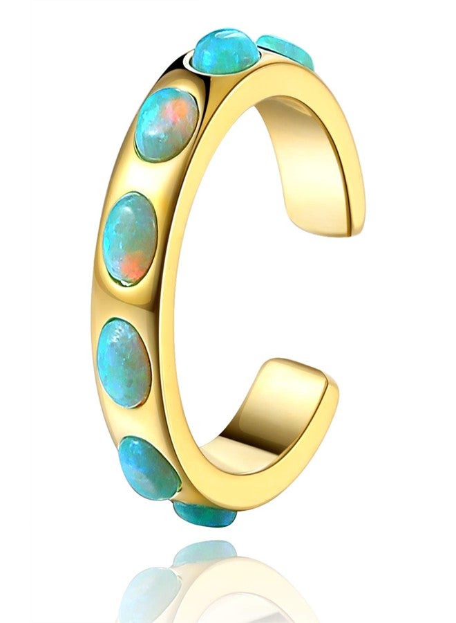 Nossa 18K Gold Plated Non Pierced Opal Band Ear Cuff Gold Ear Cuffs No Piercing - Image 1