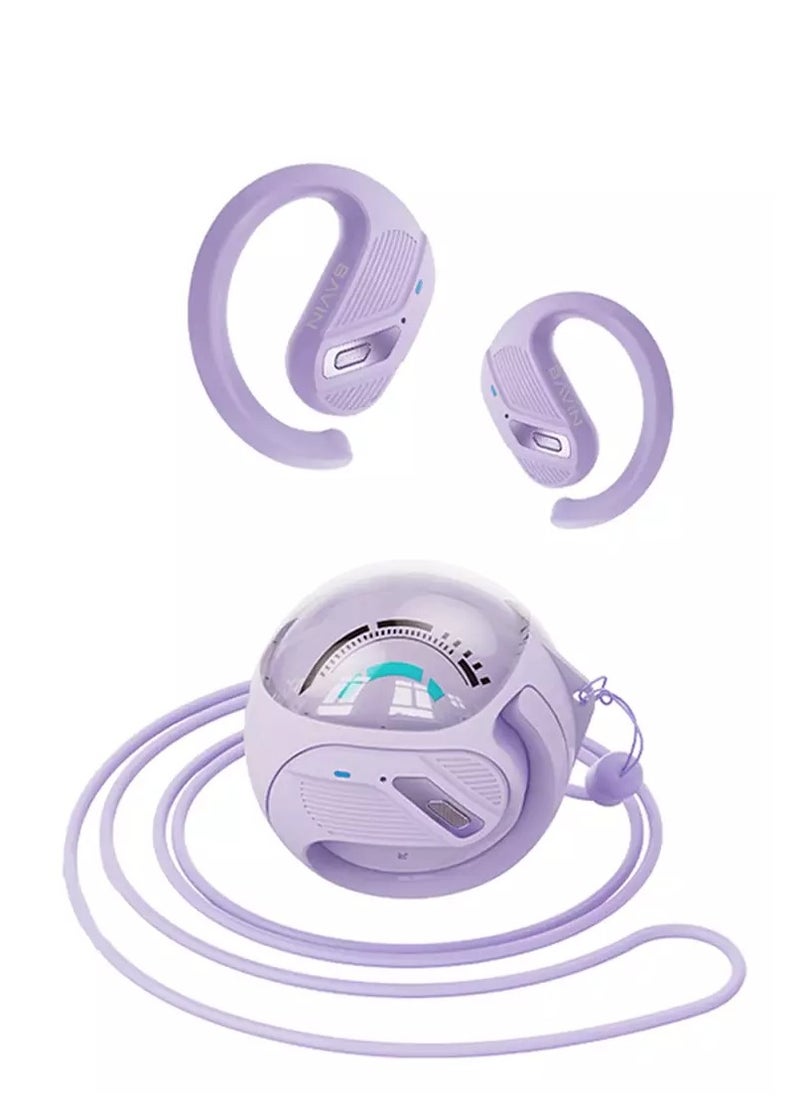 Bavin - Bavin-69 TWS Bluetooth 5.3 On -Ear Dynamic Open Wireless Earphone Violet - Image 1