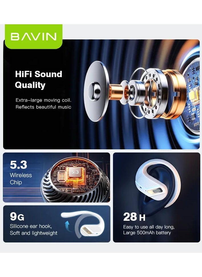 Bavin - Bavin-69 TWS Bluetooth 5.3 On -Ear Dynamic Open Wireless Earphone Violet - Image 1