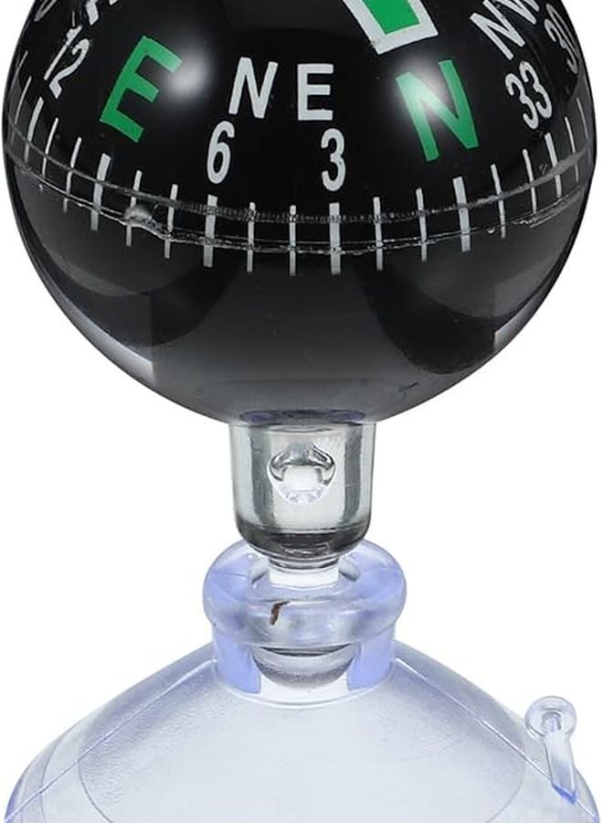 مقياس مغناطيسي أخضر صغير للسيارة بحجم 38 مم مع كرة ملاحية مثبتة على لوحة القيادة بواسطة ممص - Image 1