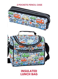 Wires 3 Piece Kids School Trolley Bag laptop compartment 2 Wheels With Lunch bag & Pencil Case  - Image 2