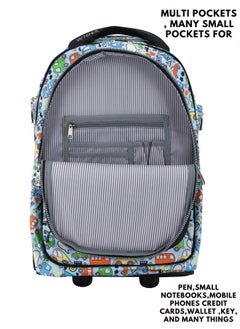 Wires 3 Piece Kids School Trolley Bag laptop compartment 2 Wheels With Lunch bag & Pencil Case  - Image 3