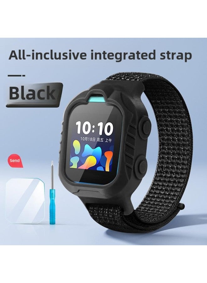 For Huawei 3pro Super Edition/3S/3/4pro/5 Children's Phone Watch Strap With Middle Frame All-in-One-Color:Huawei 3s Black Framed Nylon Strap-long Style—free Film - Image 1