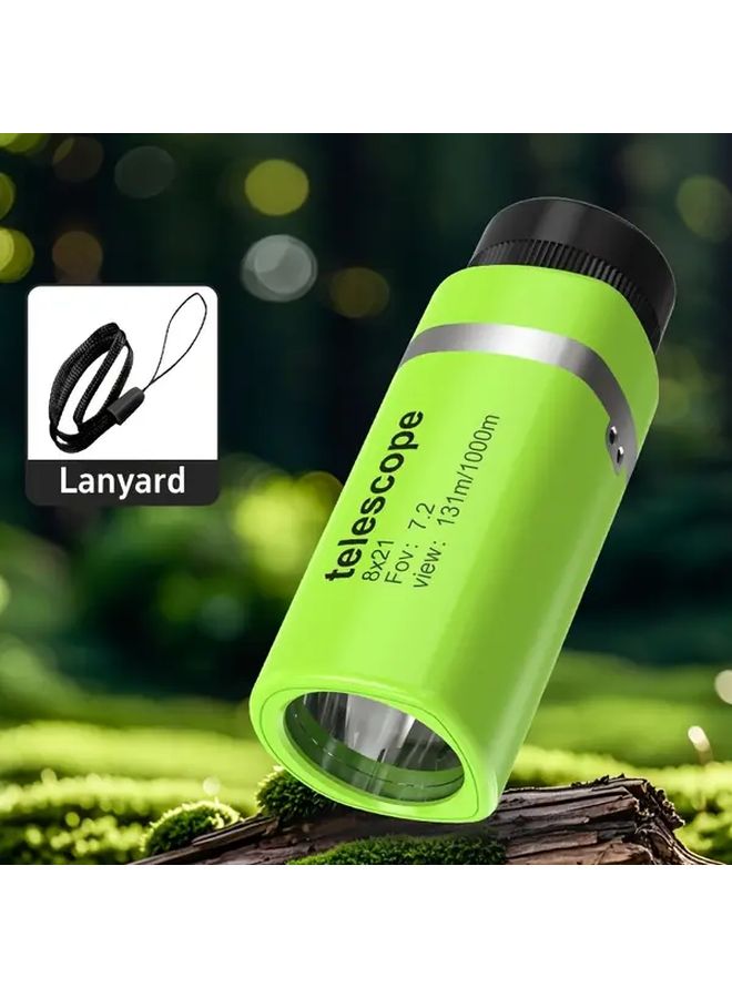 Green Monocular Telescope 8x Magnification Portable for Stargazing Bird Watching Kids - Image 1