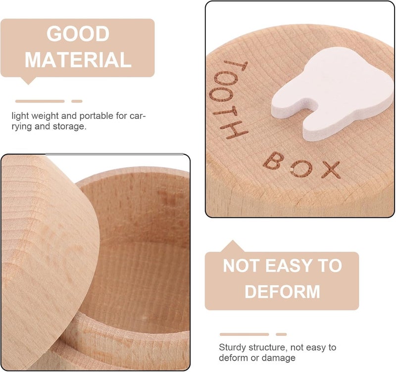 Wooden Tooth Storage Box for First Tooth Keeper Natural Wood Small Keepsake Container for Boys and Nursery Decor - Image 3