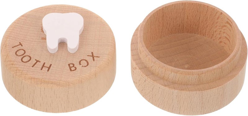 Wooden Tooth Storage Box for First Tooth Keeper Natural Wood Small Keepsake Container for Boys and Nursery Decor - Image 1