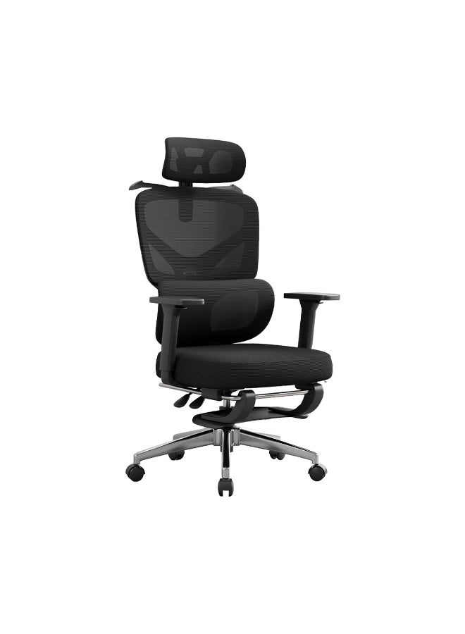 ميشيدا كرسي مكتب منشود إرجونومي، كرسي مكتب منزلي مريح بدعم пояс قابل للتعديل ووسادة رأس ووسائد ذراع ثلاثية الأبعاد ودعامة قدم، كراسي ألعاب كمبيوتر منزلية/مكتبية ذات ظهر عالٍ كبير قابل للانحناء، سعة تحمل 350 رطل (مادة الإسفنج، اللون الأسود) - Image 1