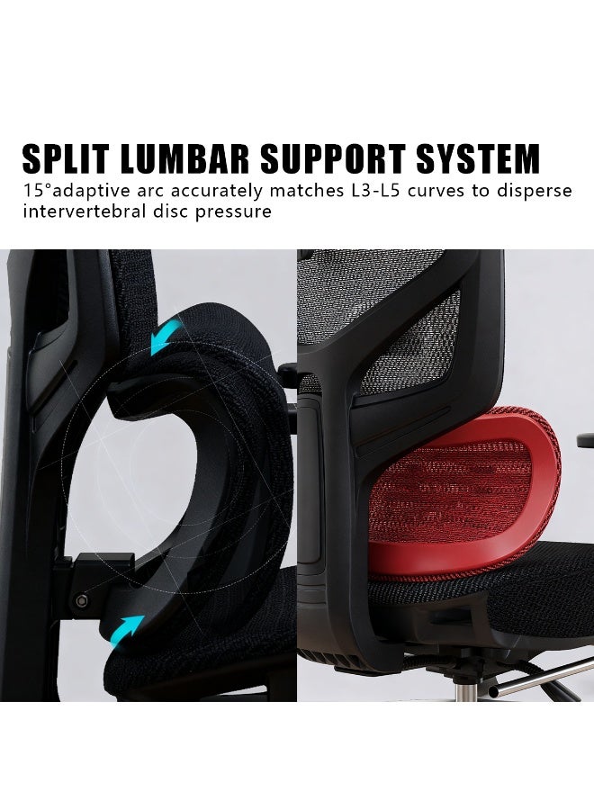 ميشيدا كرسي مكتب منشود إرجونومي، كرسي مكتب منزلي مريح بدعم пояс قابل للتعديل ووسادة رأس ووسائد ذراع ثلاثية الأبعاد ودعامة قدم، كراسي ألعاب كمبيوتر منزلية/مكتبية ذات ظهر عالٍ كبير قابل للانحناء، سعة تحمل 350 رطل (مادة الإسفنج، اللون الأسود) - Image 5